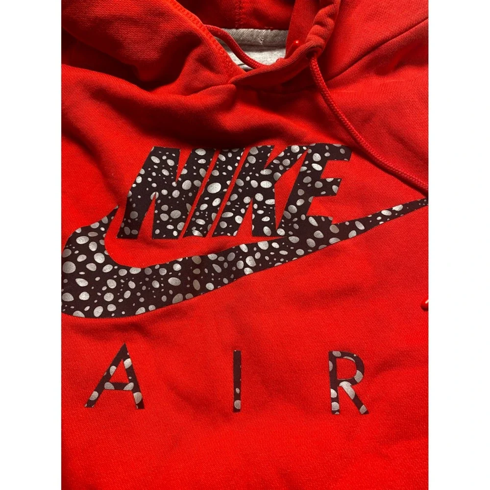 Nike Air Mens Red Safari Print Graphic Fleece Hoodie Sweatshirt AJ0905-687 L
